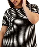 Anne Klein Plus Size Button-Back Short-Sleeve Top