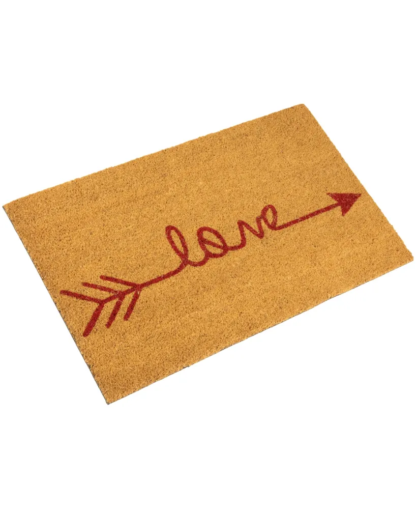 Northlight Natural Coir "Love" Arrow Outdoor Doormat 18" x 30"