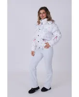 Women's White Oosc Print Chic Puffer Jacket