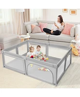 Extra-Large Safety Baby Fence with 50 Ocean Balls-Grey