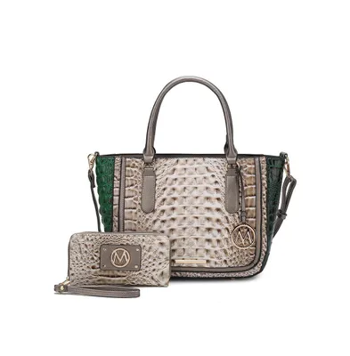 Mkf Collection Croco Satchel Bag With Wallet By Mia K.