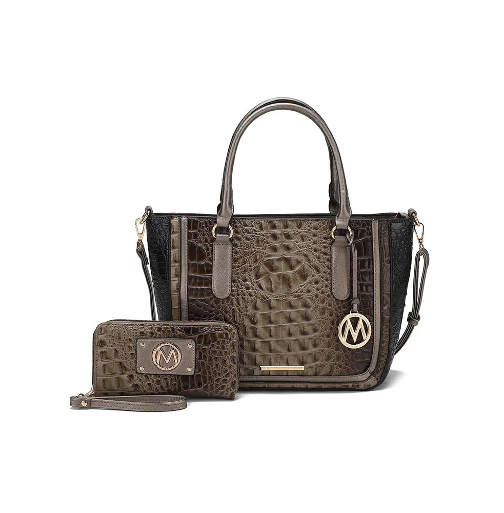 Mkf Collection Croco Satchel Bag With Wallet By Mia K.