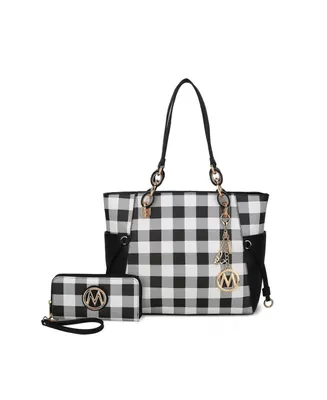 Mkf Collection Yale Checkered Set Tote Bag with Wallet by Mia K.