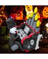 5.2 Ft Halloween Inflatable Skeleton Playing Piano Yard Decoration with Led Lights