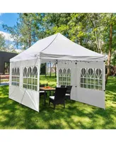 10x20FT Canopy Wedding Party Tent Pop Up Folding Gazebo Outdoor w/ 4 Sidewalls & Bag White