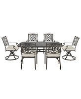 Mondawe 7-Piece Aluminum Outdoor Patio Dining Set with Swivel Armchair & Cushion, Beige
