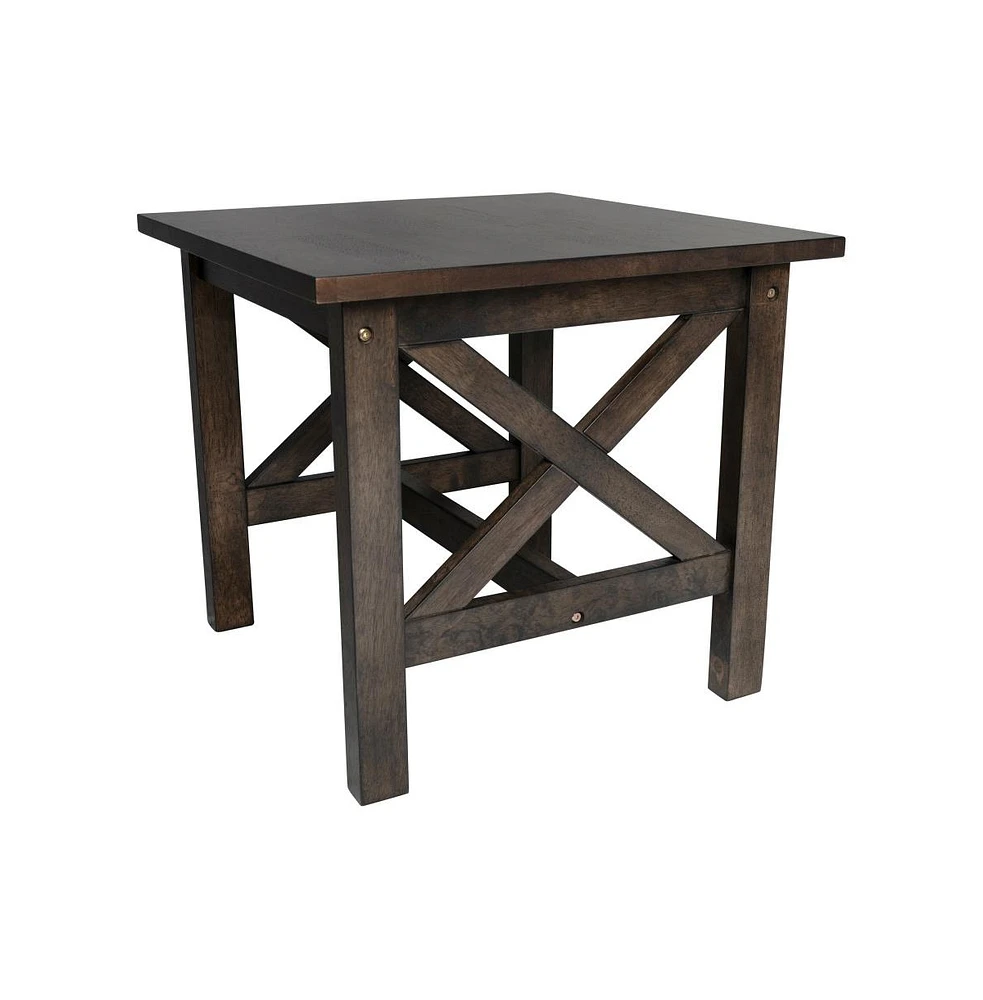 Matty Rustic End Table, Farmhouse Style Solid Wood Accent Table