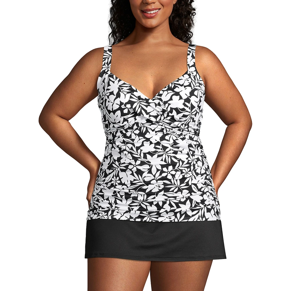 Lands' End Plus Chlorine Resistant Wrap Underwire Tankini Swimsuit Top