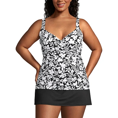Lands' End Plus Chlorine Resistant Wrap Underwire Tankini Swimsuit Top