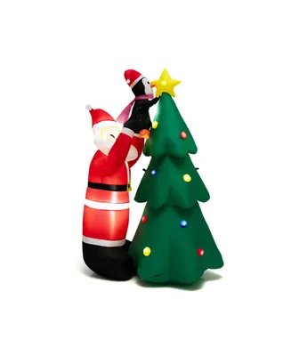 6 Feet Inflatable Christmas Tree and Santa Claus with Led and Air Blower