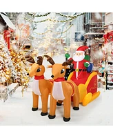 7.5 Feet Waterproof Outdoor Inflatable Santa with Double Deer and Sled