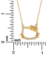 Hello Kitty Cubic Zirconia Silhouette 18" Pendant Necklace in 18k Gold-Plated Sterling Silver