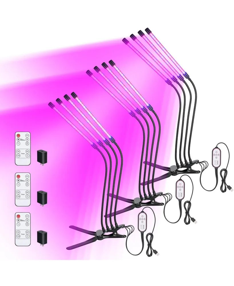 Yescom Led Grow Light Full Spectrum Clip Usb Plant Growing Remote Control 4-Head Kits