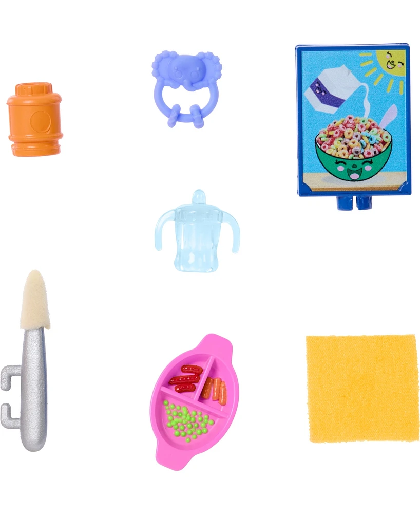 Barbie Skipper Babysitters Inc. and Play Set, Includes Doll with Blonde Hair, Baby, and Mealtime Accessories, 10 Piece Set