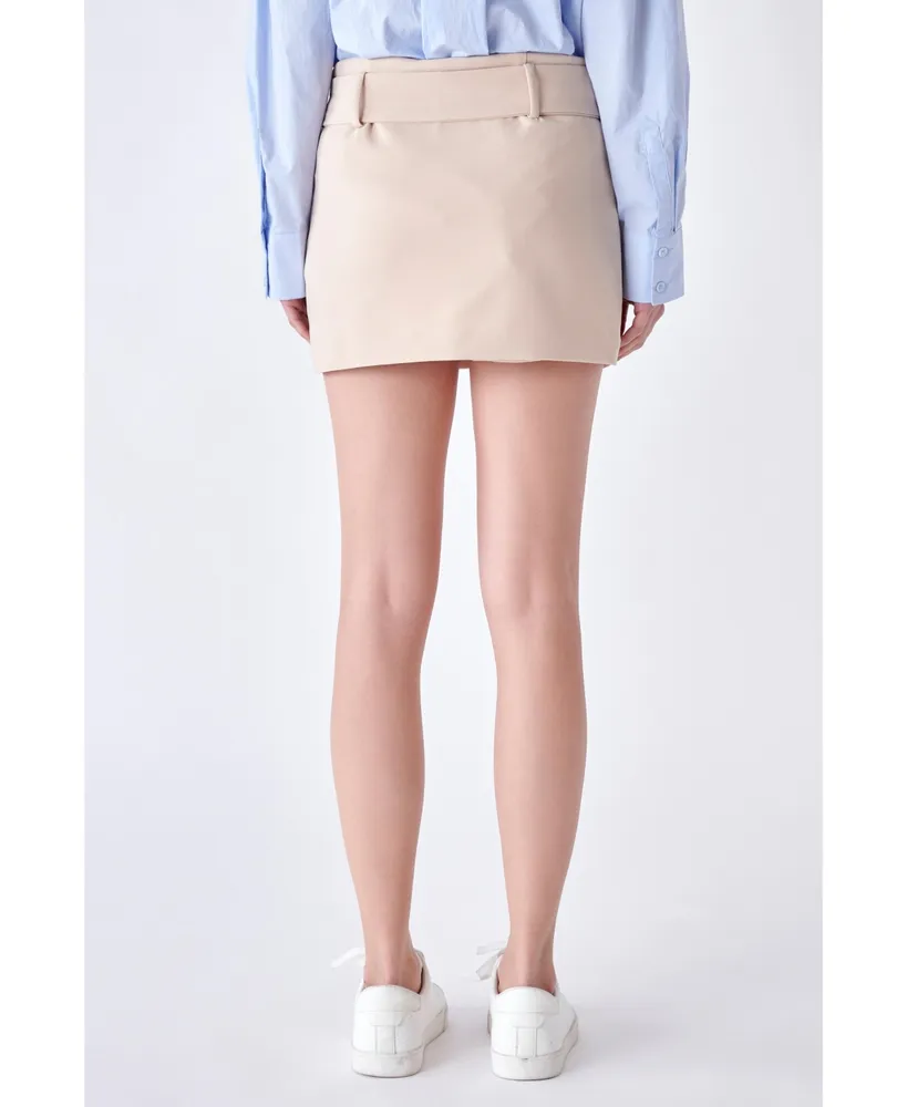 Women's Belted Low Waist Skirt