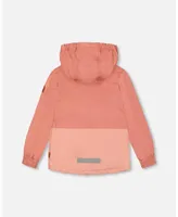 Girl Hooded Color block Parka Ancient Rose