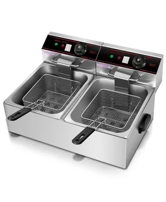 3400W Dual Tank Electric Countertop Deep Fryer