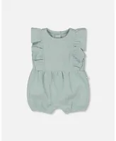 Baby Girl Organic Cotton Ribbed Romper Sage Green - Infant