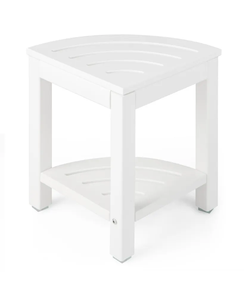 Corner Shower Bench Stool with Storage Shelf for Shaving Legs