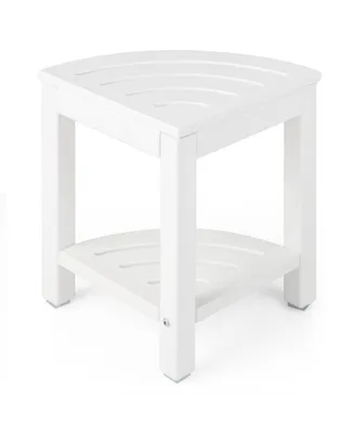 Corner Shower Bench Stool with Storage Shelf for Shaving Legs