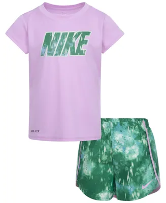 Nike Little Girls Dri-fit T-shirt and Sprinter Shorts, 2 Piece Set