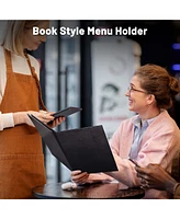 Yescom 8.5"x14" Menu Covers 10 Packs 4 View Leather Book Style Black Faux Custom Logo Cafe Restaurant Bars