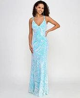 Morgan & Company Juniors' Sweetheart-Neck Sleeveless Sequin Gown