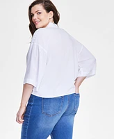 I.n.c. International Concepts Plus Size Tie-Front Top, Created for Macy's