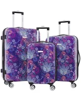 Bella Caronia 3 Piece Expandable Rolling Hard-Sided Luggage Set with 8 Wheels Spinners