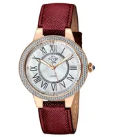 GV2 By Gevril Women's Astor Ii Maroon Leather Watch 38mm