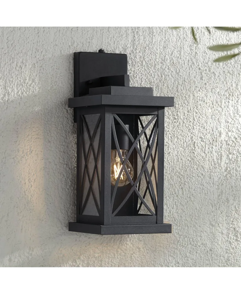 Woodland Park Mission Outdoor Wall Light Fixture Black Metal15" Clear Glass Security Dusk To Dawn for Exterior House Porch Patio Outside Deck Garage Y