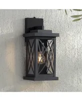 Woodland Park Mission Outdoor Wall Light Fixture Black Metal15" Clear Glass Security Dusk To Dawn for Exterior House Porch Patio Outside Deck Garage Y