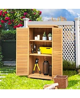 Outdoor Wooden Garden Tool Storage Cabinet