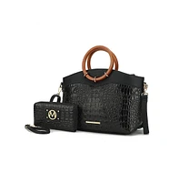 Mkf Collection Phoebe Crocodile-Embossed Tote with Wristlet Wallet Bag by Mia K