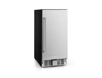 Compact Refrigerator with Adjustable Thermostat and Stainless Steel Door - Silver