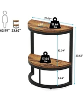 Tribesigns 2-Tier End Table Semi Circle, Small Half Round Side Tables Living Room with Storage Shelf for Small Space