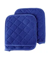 Lavish Home Oversized Heat Resistant Quilted Cotton Pot Holders, Blue - 2 Piece