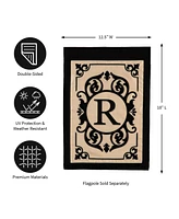 Evergreen Flag Cambridge Chic Letter R Monogram Applique Garden Flag - 12.5" Wide x 18" High