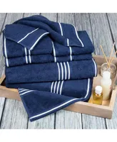 Lavish Home 27.5 x 53 in. Rio 100 Percent Cotton Towel Set, Navy - 8 Piece