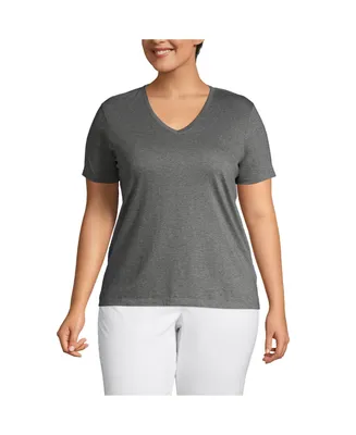 Lands' End Plus Relaxed Supima Cotton V-Neck T-Shirt