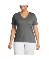 Lands' End Plus Relaxed Supima Cotton V-Neck T-Shirt