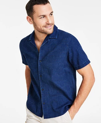 Sun + Stone Men's Regular-Fit Checkered Camp Shirt, Created for Macy's