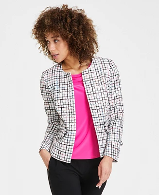 Kasper Petite Tweed Fringe Jacket, Created for Macy's
