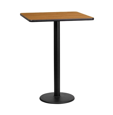 24" Square Laminate Table Top With 18" Round Bar Height Base