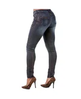 Women's Curvy Fit Metallic Spray Stretch Denim Skinny Jeans