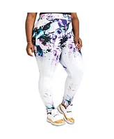 Women's Plus Curvy Fit Active Floral Print Poly Tricot Legging