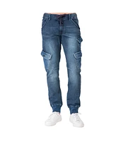 Men's Premium Knit Denim Jogger Jeans with Cargo Pockets