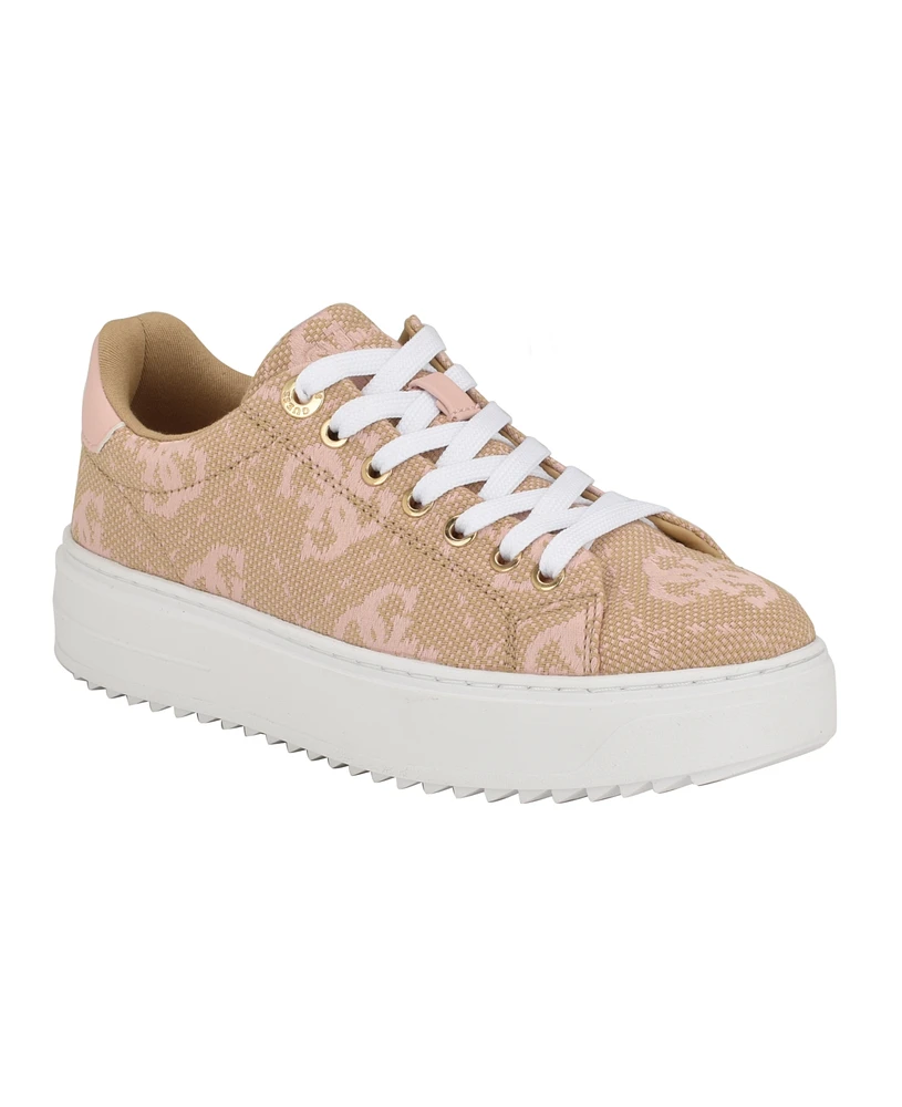 Guess Women's Denesa Treaded Platform Lace-Up Sneakers