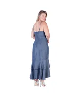 Women's Plus Tencel High-Low Ruffle Hem Maxi Dress