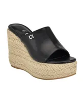 Guess Women's Evba Jute Wrapped Slip on Wedge Espadrilles - Black